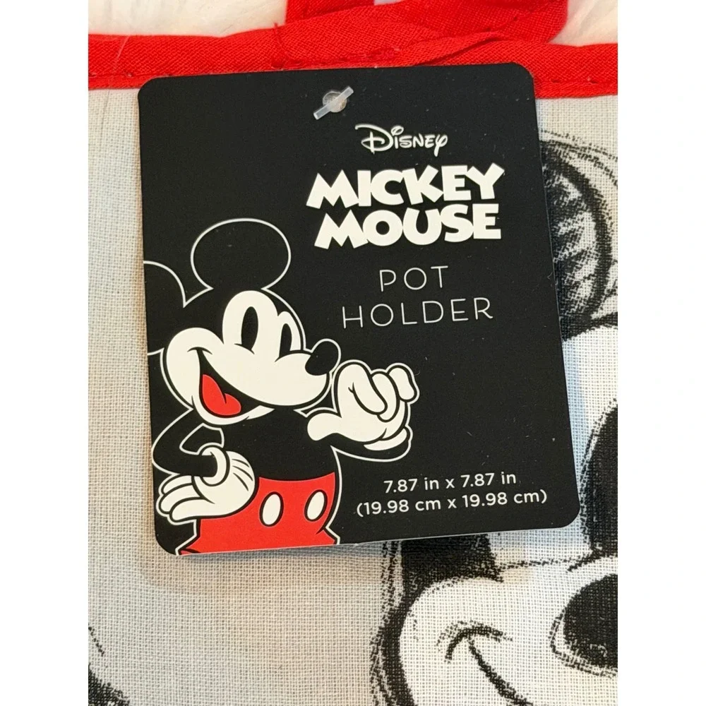 Disney Mickey Mouse 3pc Kitchen Set Towel Oven Mitt Pot Holder Red Grey White